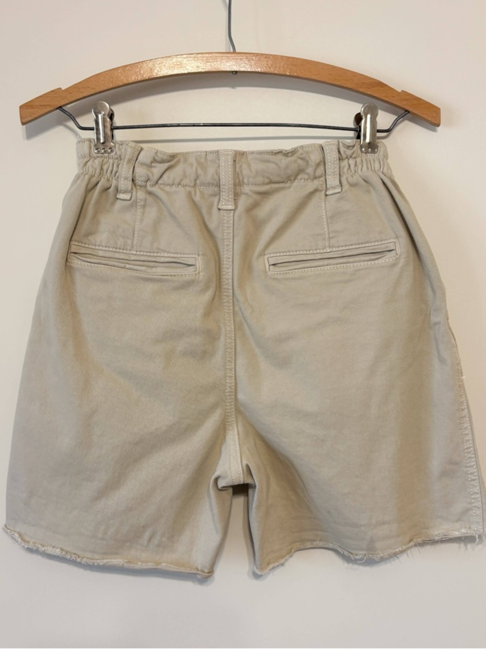American Eagle Khaki Longline Shorts Elastic Waist Tan 00 - Picture 4 of 8